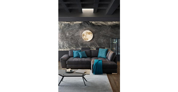 ECKSOFA Schwarz Webstoff  - Chromfarben/Anthrazit, Design, Kunststoff/Textil (276/212cm) - Carryhome