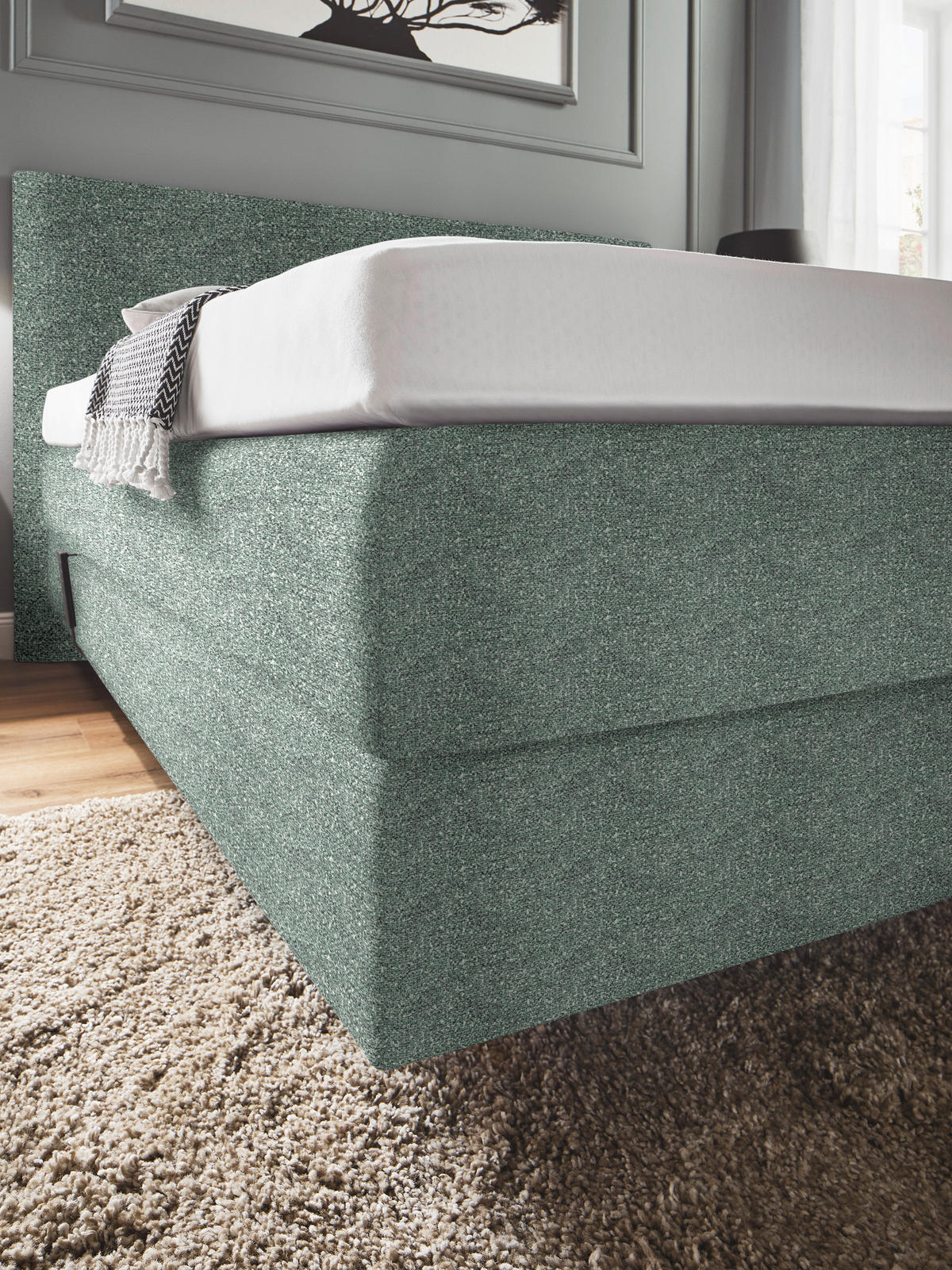 BOXSPRINGBETT 160/200 cm  in Olivgrün  - Olivgrün, Konventionell, Holz/Textil (160/200cm) - Dieter Knoll