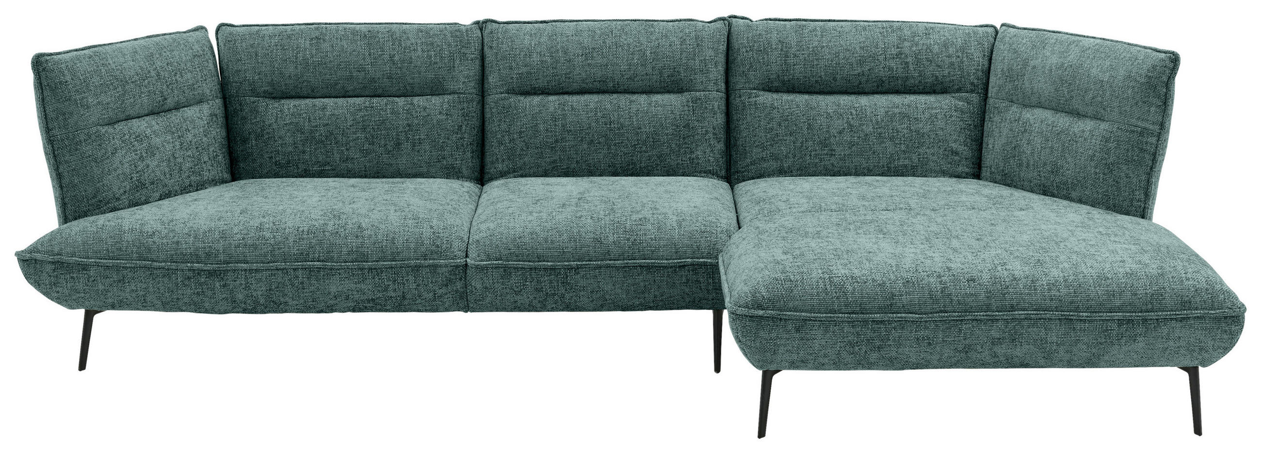 ECKSOFA in Flachgewebe Blau, Grün  339/153 cm  - Blau/Schwarz, Design, Textil/Metall (339/153cm) - Moderano