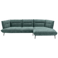ECKSOFA in Flachgewebe Blau, Grün  - Blau/Schwarz, Design, Textil/Metall (339/153cm) - Moderano