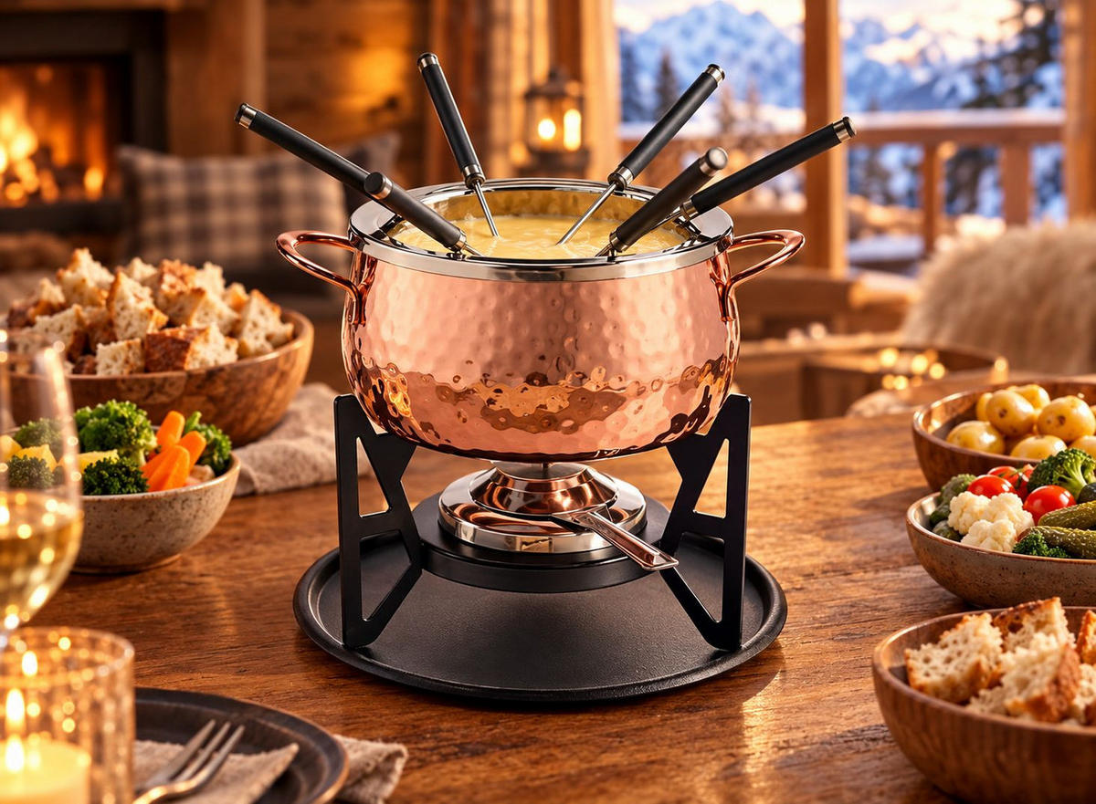 FONDUESET  - Edelstahlfarben/Schwarz, Basics, Metall - Homeware Profession.