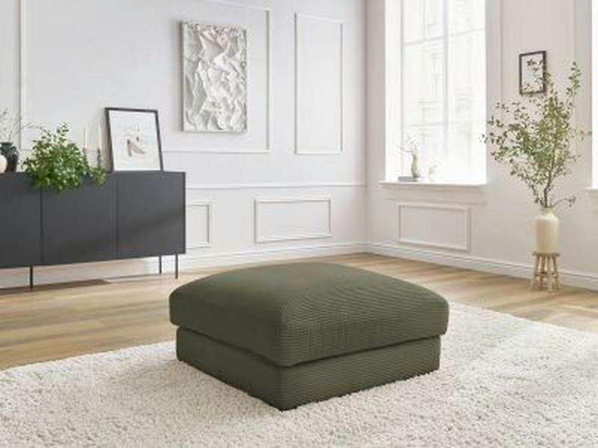 HOCKER LEONARD Cord Hellgrün  - Schwarz/Hellgrün, MODERN, Kunststoff/Textil (86/43/86cm)