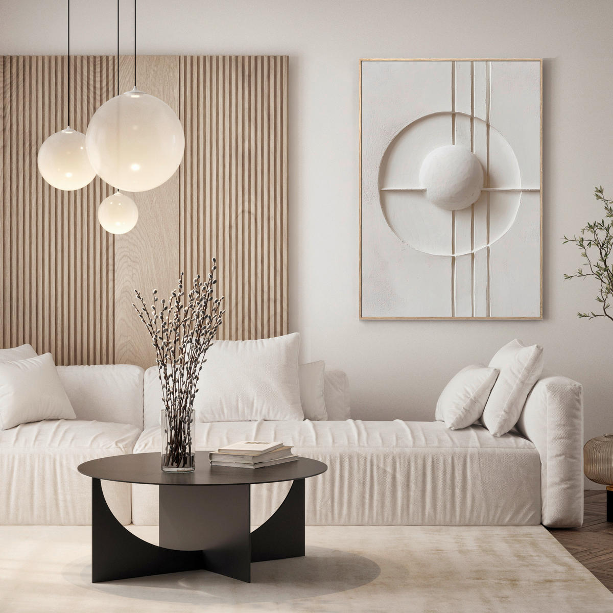 LEINWANDBILD Abstraktes 70/100 cm  - Beige/Weiß, Basics, Holz/Textil (70/100cm)