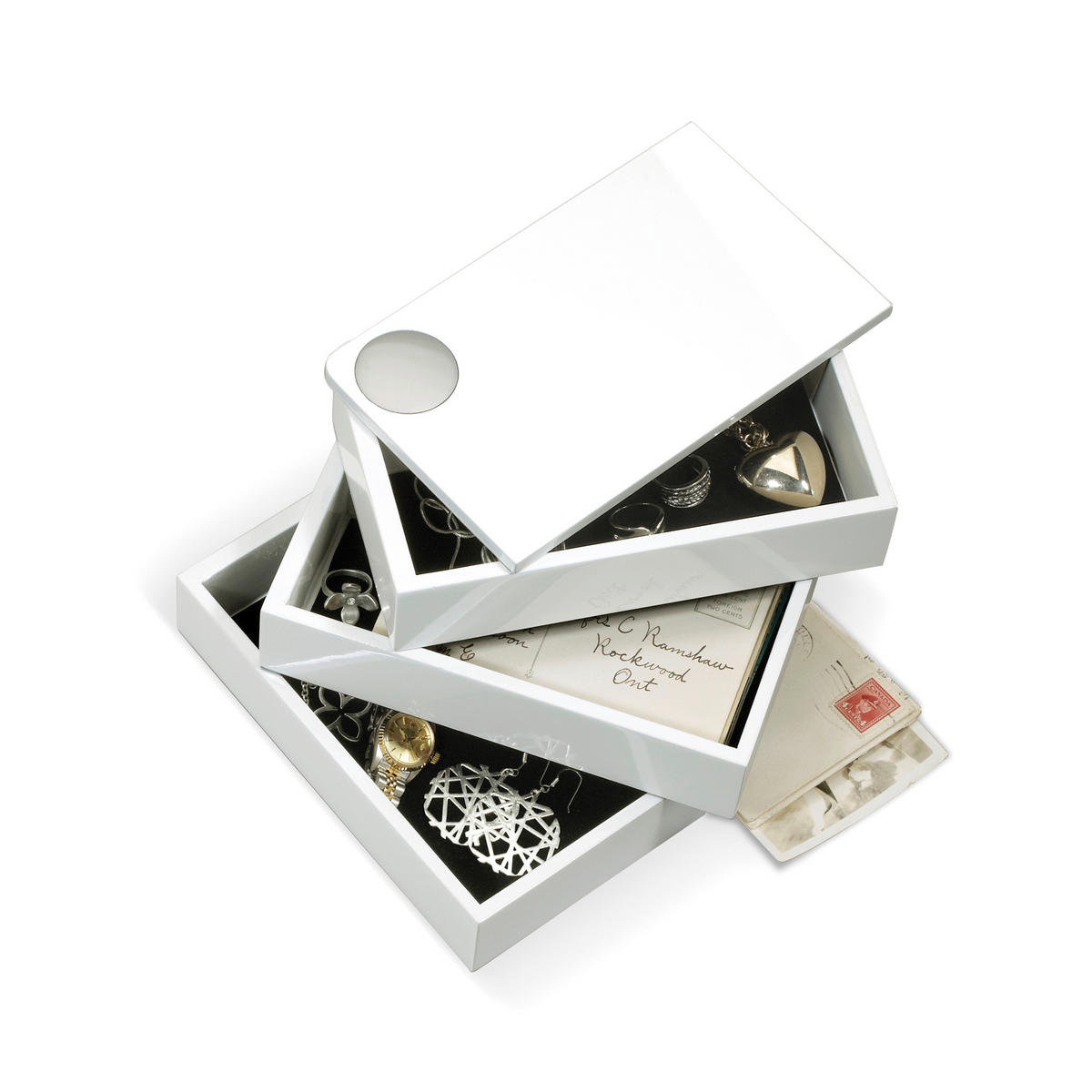 SCHMUCKBOX - Weiß, Basics, Holzwerkstoff (12/13/19cm) - Umbra