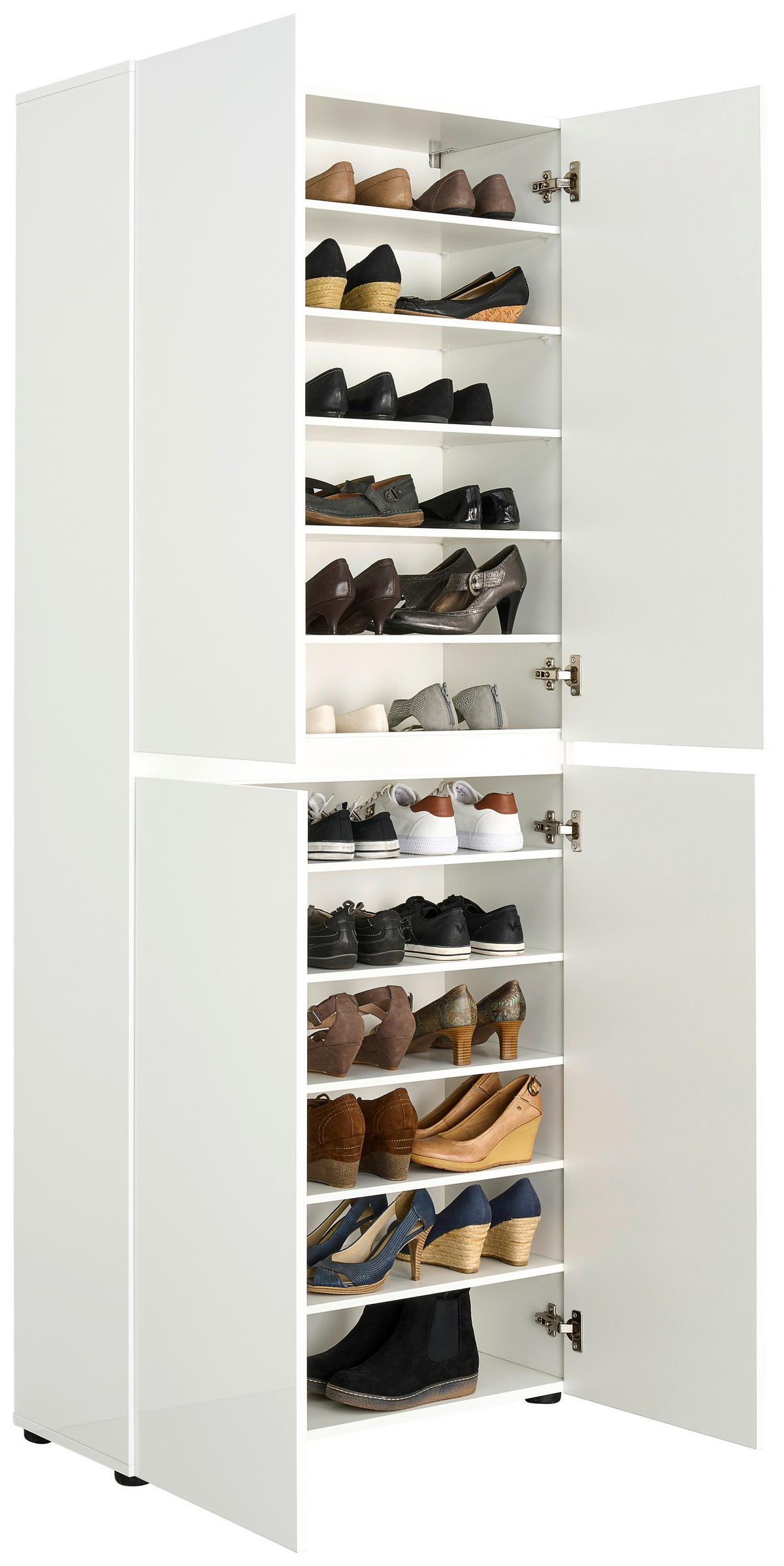 SCHUHSCHRANK Weiß  - Schwarz/Weiß, Design, Holzwerkstoff/Kunststoff (80/200/34cm) - home24