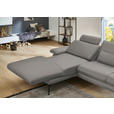 ECKSOFA in Echtleder Silberfarben  180/310 cm  - Silberfarben/Schwarz, Design, Leder/Metall (180/310cm) - Dieter Knoll