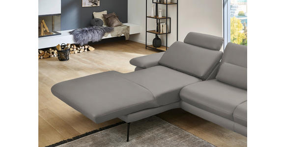 ECKSOFA in Echtleder Silberfarben 180/310 cm - Silberfarben/Schwarz, Design, Leder/Metall (180/310cm) - Dieter Knoll