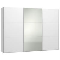 SCHWEBETÜRENSCHRANK 303/220/65 cm 3-türig Weiß  - Silberfarben/Weiß, Design, Glas/Holzwerkstoff (303/220/65cm) - Jutzler