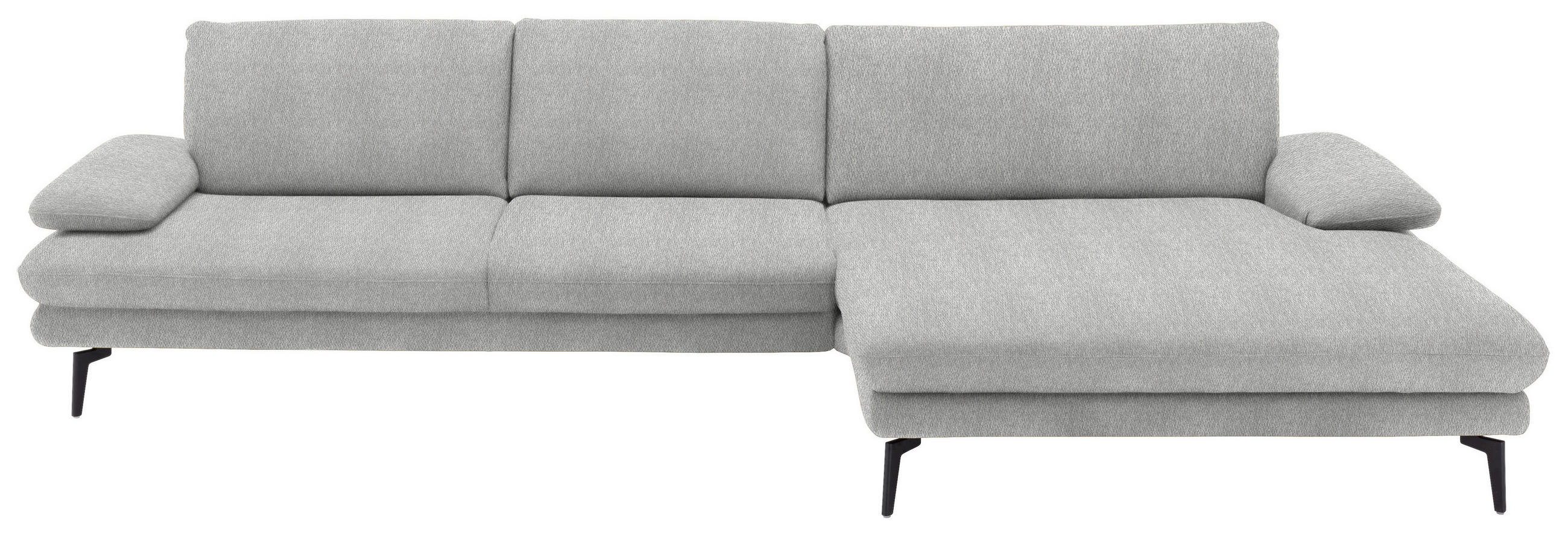 ECKSOFA in Chenille Ecru 310/180 cm - Ecru/Schwarz, Design, Textil/Metall (310/180cm) - Dieter Knoll