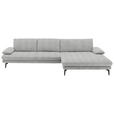 ECKSOFA  in Chenille Ecru  310/180 cm  - Ecru/Schwarz, Design, Textil/Metall (310/180cm) - Dieter Knoll
