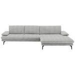 ECKSOFA in Chenille Ecru  310/180 cm  - Ecru/Schwarz, Design, Textil/Metall (310/180cm) - Dieter Knoll