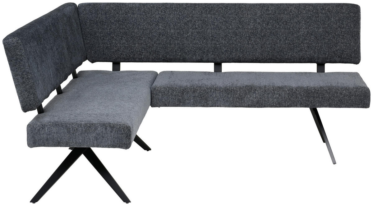 ECKBANK Metall, Textil Dunkelgrau  - Dunkelgrau/Schwarz, Konventionell, Textil/Metall (190/150cm) - MID.YOU