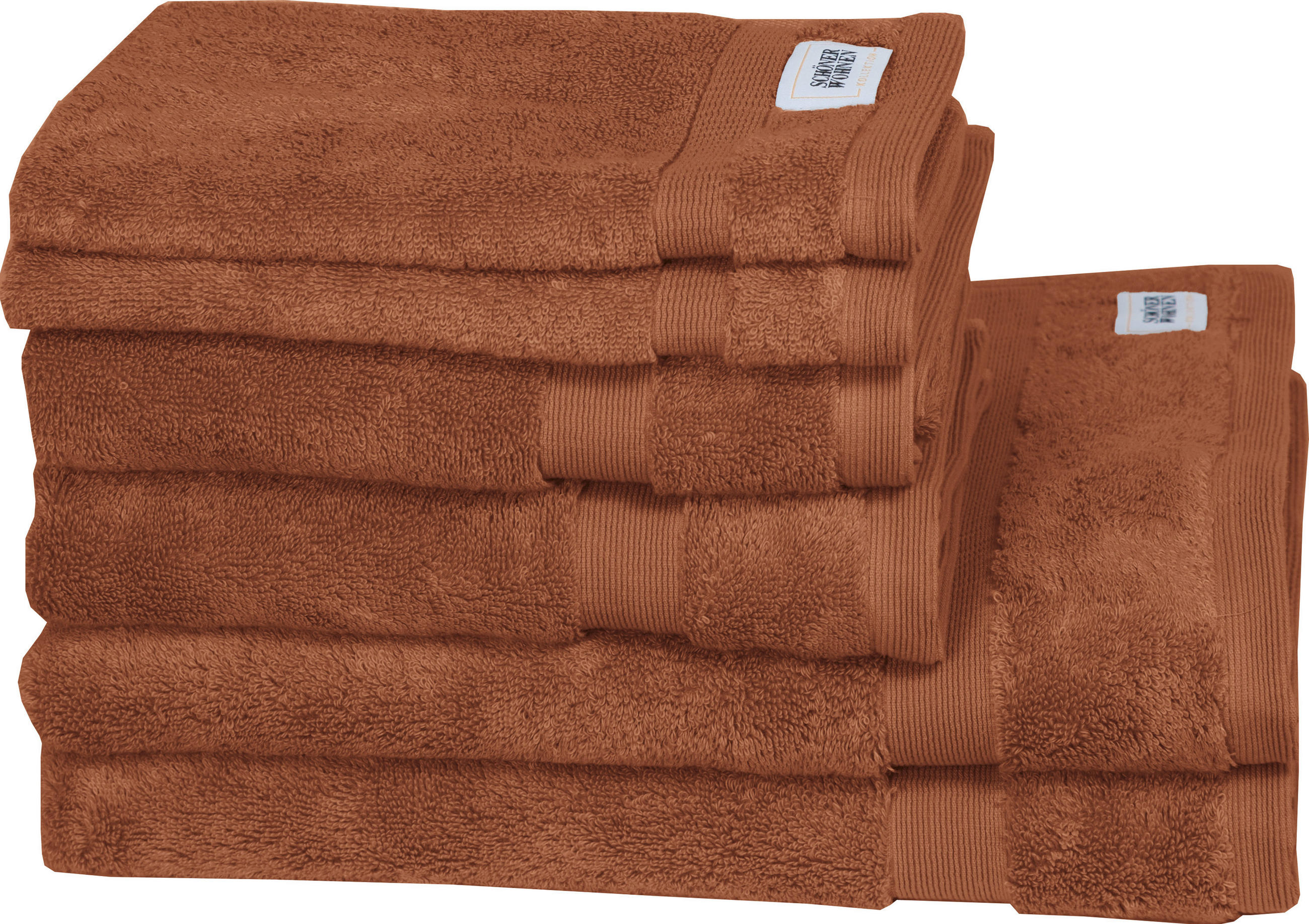 FROTTIERSET SW-Cuddly Braun, Kupferfarben, Rostfarben, Rotbraun 6-teilig  - Rotbraun/Rostfarben, Basics, Textil - Schöner Wohnen