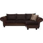 ECKSOFA Braun Mikrofaser  - Dunkelbraun/Braun, LIFESTYLE, Holz/Textil (302/180cm) - Landscape