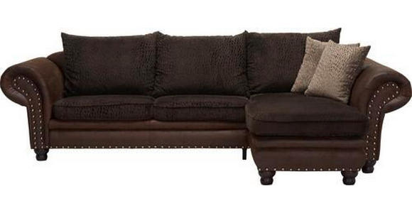 ECKSOFA Braun Mikrofaser  - Dunkelbraun/Braun, LIFESTYLE, Holz/Textil (302/180cm) - Landscape