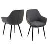ARMLEHNSTUHL-SET 2 Stück  in Struktur  - Anthrazit/Schwarz, MODERN, Textil/Metall (64/86/59cm) - Livetastic