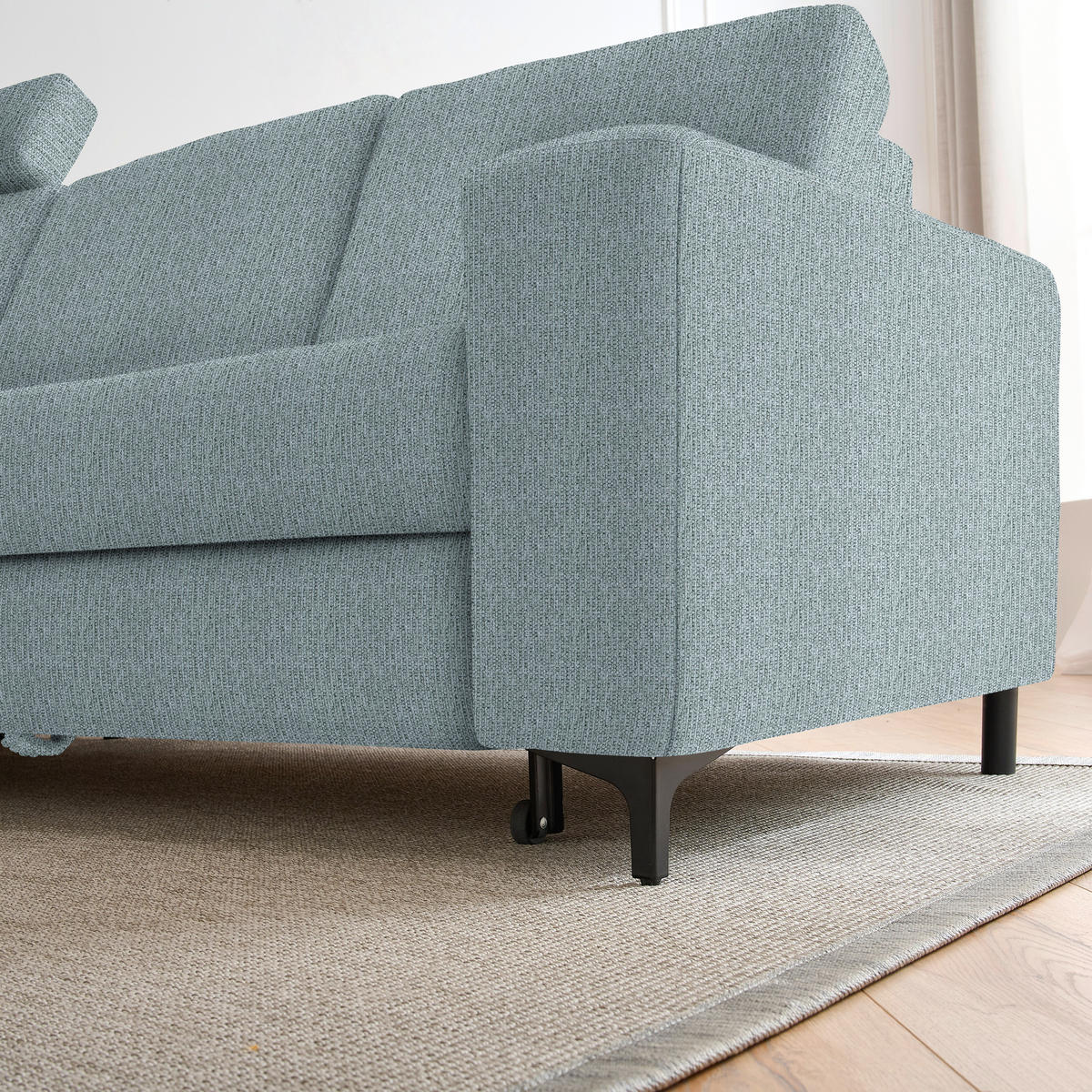 ECKSOFA Blaugrau Webstoff  - Blaugrau/Schwarz, KONVENTIONELL, Textil/Metall (167/247cm) - Stylife