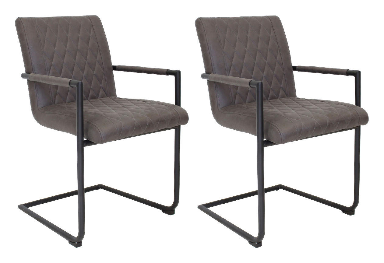 ARMLEHNSTUHL-SET 2 Stück  in Mikrofaser  - Anthrazit/Schwarz, LIFESTYLE, Textil/Metall (52/88/63cm) - MID.YOU