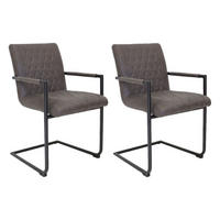 ARMLEHNSTUHL-SET 2 Stück  gastro- und objekttauglich  - Anthrazit/Schwarz, LIFESTYLE, Textil/Metall (52/88/63cm) - MID.YOU