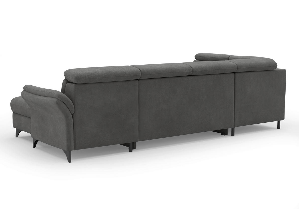 WOHNLANDSCHAFT GLENDALE E in Flachgewebe Grau  - Schwarz/Grau, KONVENTIONELL, Textil/Metall (193/321/166cm) - Sit & More