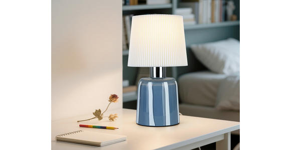 TISCHLEUCHTE 12/22 cm  - Blau/Weiß, LIFESTYLE, Glas/Kunststoff (12/22cm) - Novel