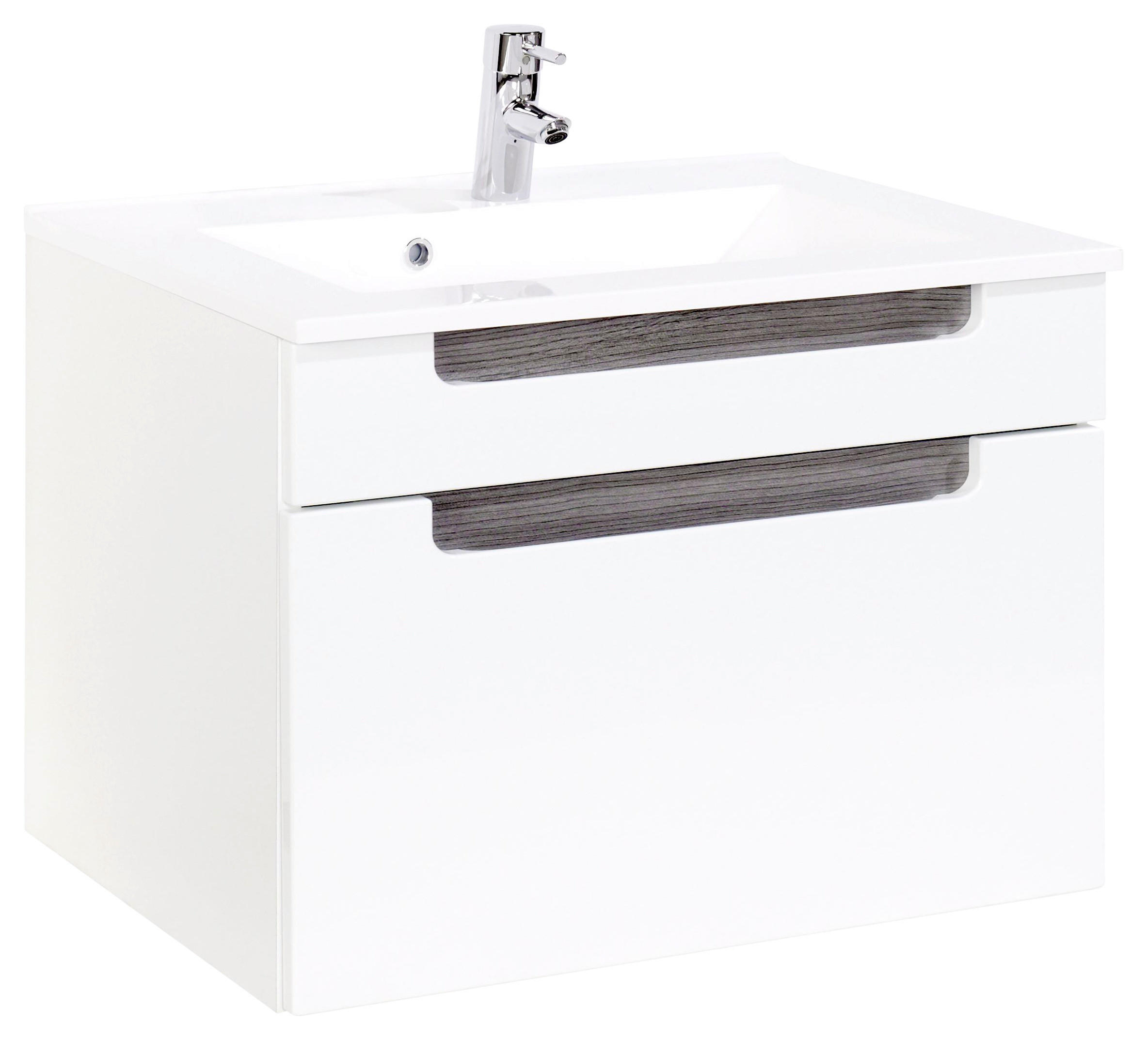 TVÄTTSTÄLL MED KOMMOD vit, silvereksfärgad 54/80/47 cm