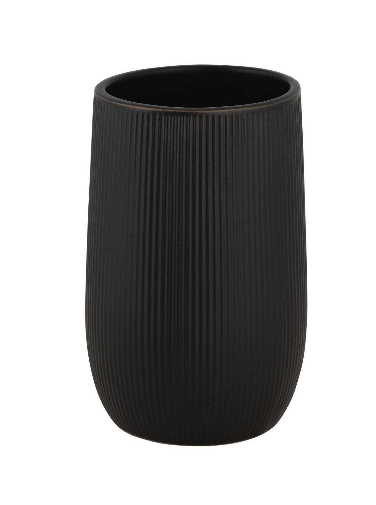 ZAHNPUTZBECHER FABLO  - Schwarz, Basics, Keramik (8/12/8cm) - Wenko