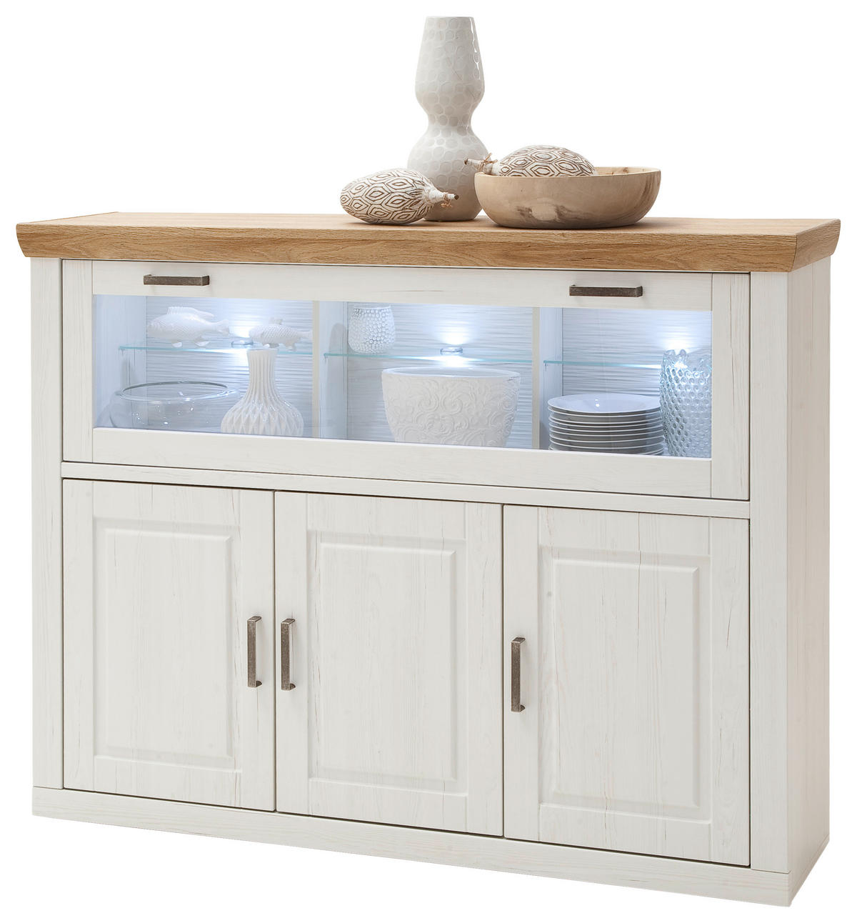 VYSOKÁ KOMODA, barvy dubu, barvy pinie, 163/123/40 cm - černá/barvy dubu, Design, kov/kompozitní dřevo (163/123/40cm) - Livetastic