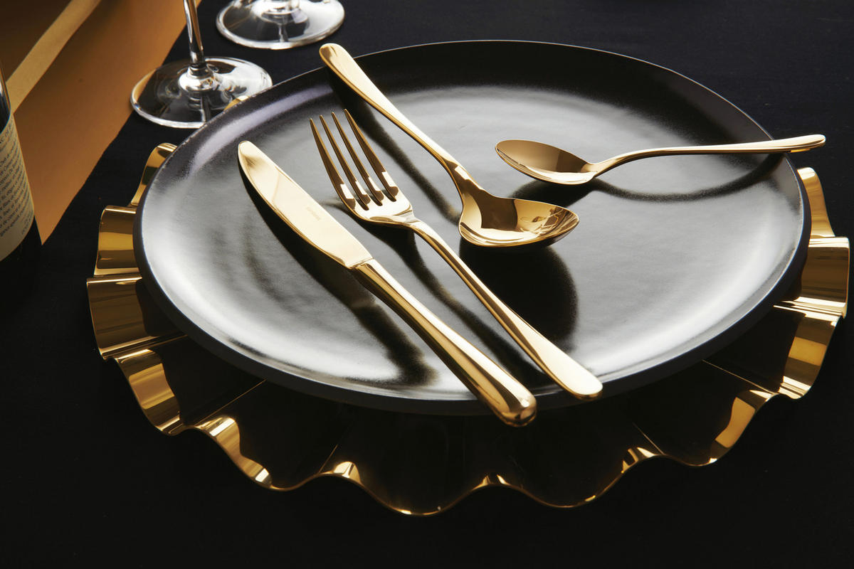 BESTECKSET 24-teilig Edelstahl  - Goldfarben, Basics, Metall - Sambonet