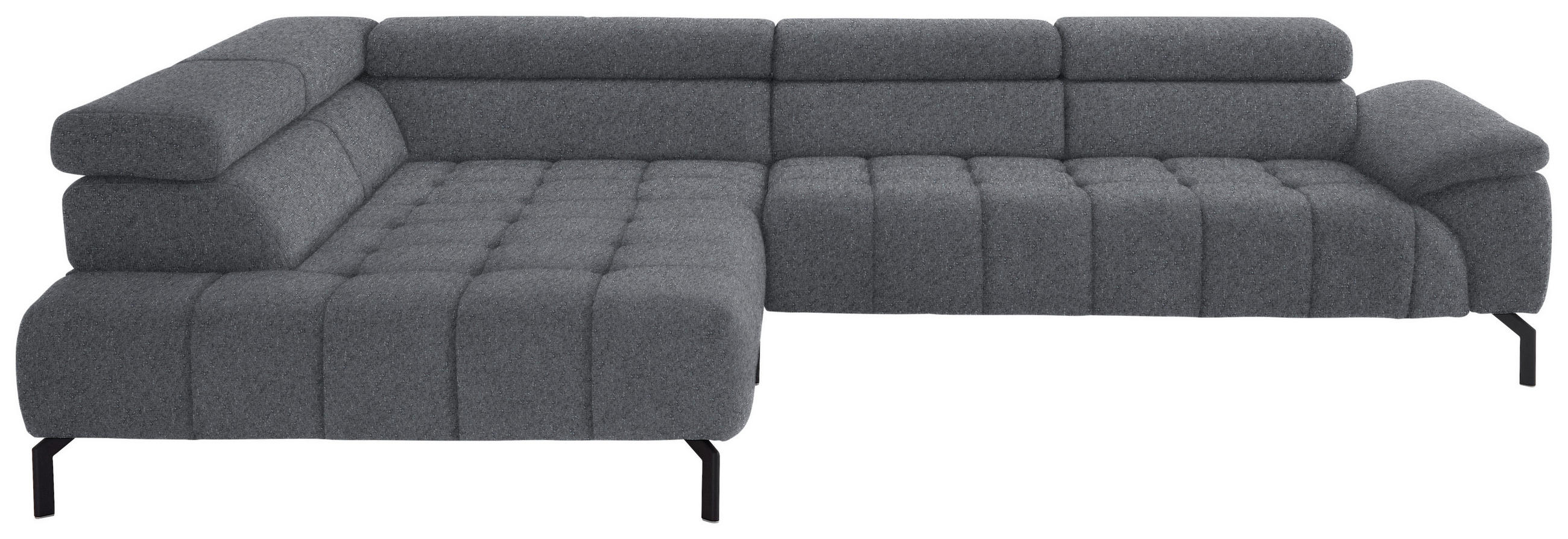 ECKSOFA in Chenille Grau  222/323 cm  - Schwarz/Grau, Design, Textil/Metall (222/323cm) - Beldomo Style