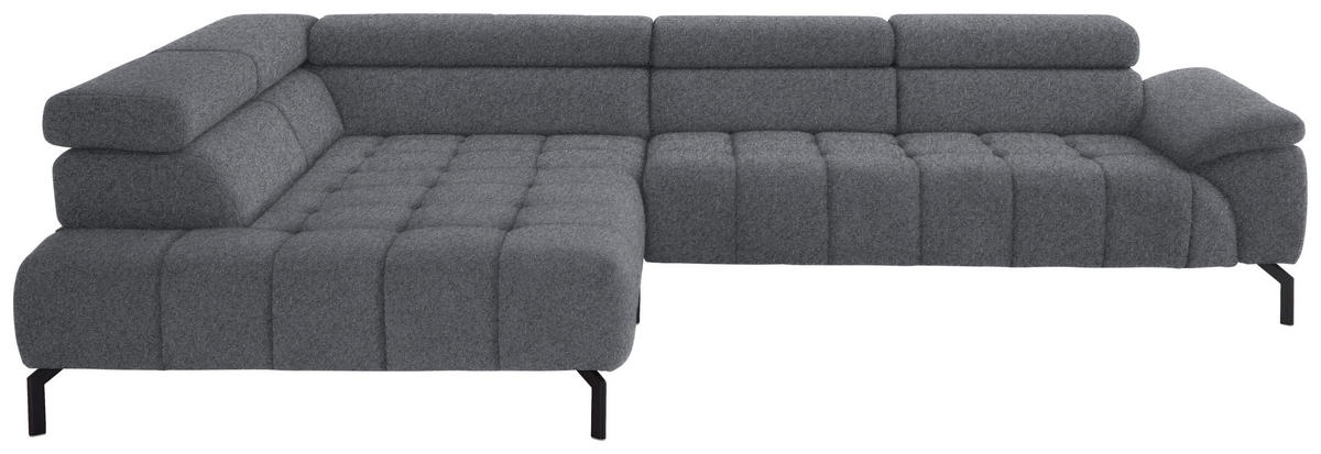ECKSOFA in Chenille Grau  222/323 cm  - Schwarz/Grau, Design, Textil/Metall (222/323cm) - Beldomo Style