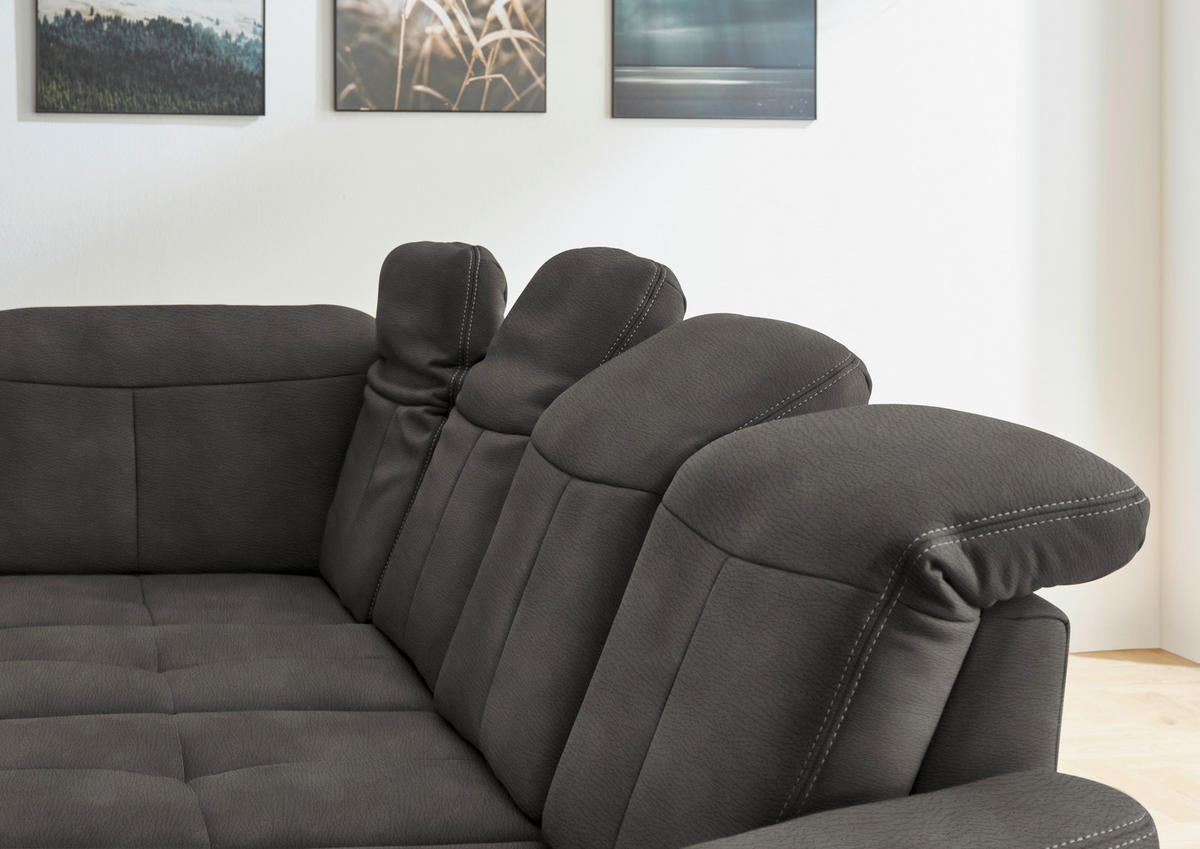 WOHNLANDSCHAFT in Mikrofaser Grau  - Wildeiche/Beige, Konventionell, Holz/Textil (243/343/185cm) - Voleo