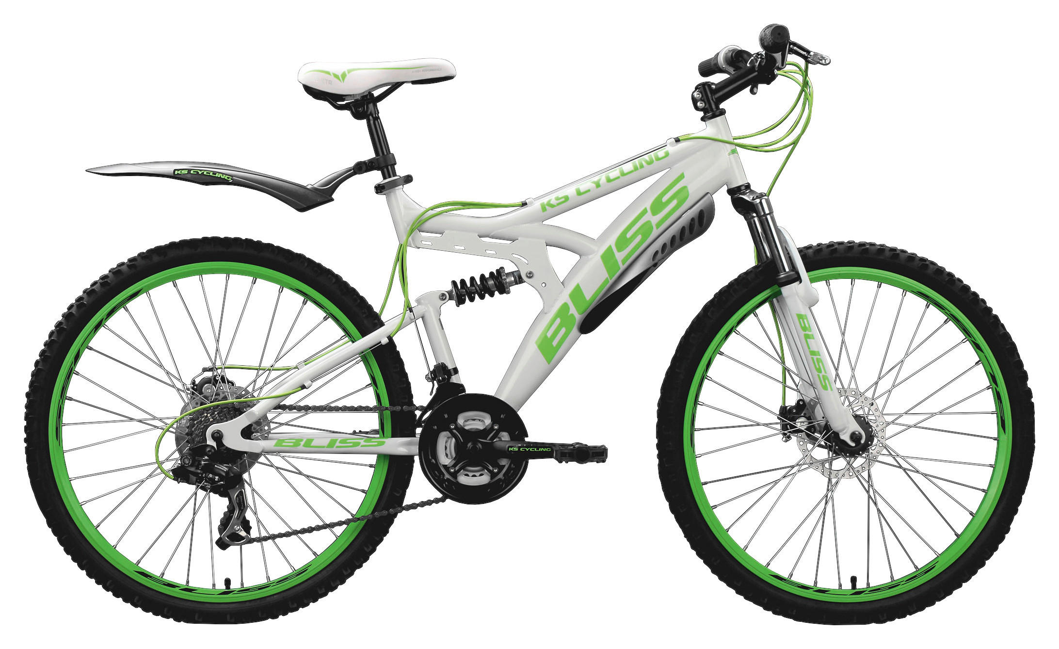 MOUNTAINBIKE 26 Zoll  - Weiß/Grün, Basics, Metall (180/70/80cm) - KS Cycling