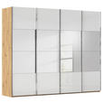 SCHWEBETÜRENSCHRANK 271/223/68 cm 4-türig Weiß, Eiche Artisan  - Chromfarben/Weiß, Design, Glas/Holzwerkstoff (271/223/68cm) - Novel