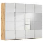 SCHWEBETÜRENSCHRANK  in Weiß, Eiche Artisan  - Chromfarben/Weiß, Design, Glas/Holzwerkstoff (271/223/68cm) - Novel