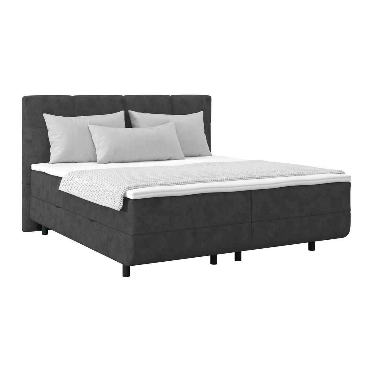 POLSTERBETT Bettkasten, Topper 180/200 cm  in Dunkelgrau  - Dunkelgrau/Schwarz, MODERN, Kunststoff/Textil (180/200cm) - MID.YOU