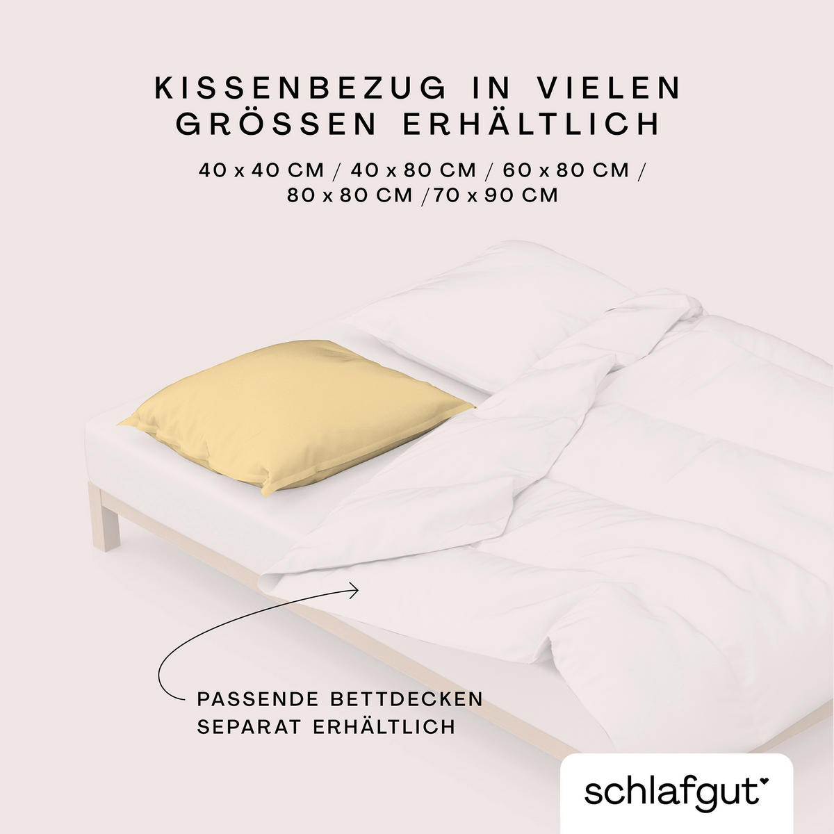 KOPFKISSENBEZUG WOVEN SATIN 40/80 cm  - Gelb, Basics, Textil (40/80cm) - Schlafgut