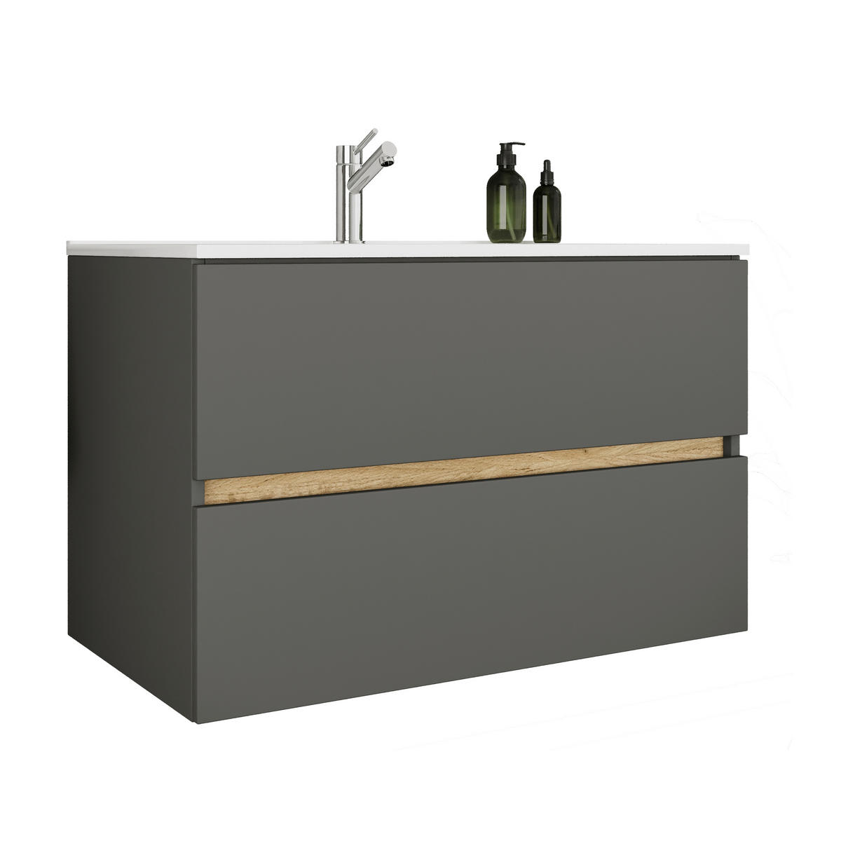 BADEZIMMER 2-teilig  - Honigeiche/Weiss, Trend, Keramik/Holzwerkstoff (81/51/47cm) - MID.YOU