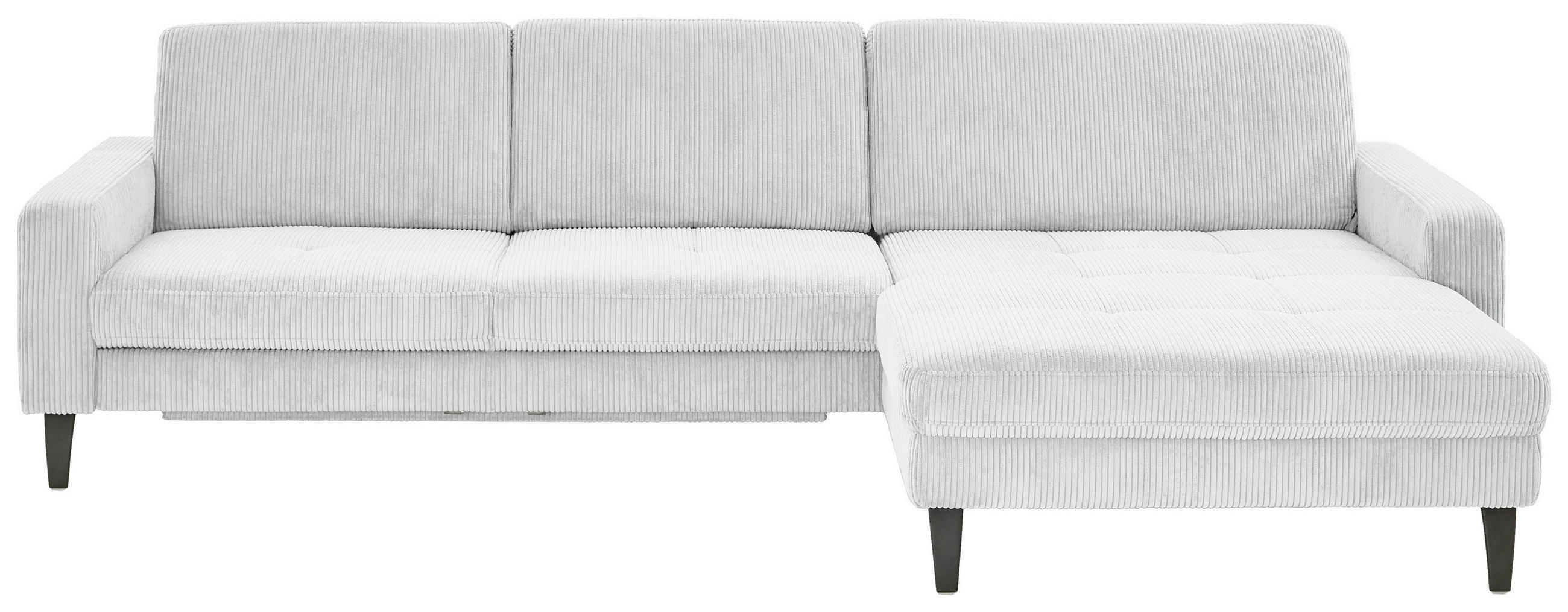 ECKSOFA Cord Silberfarben  - Silberfarben/Schwarz, Modern, Textil/Metall (302/177cm) - Beldomo Style