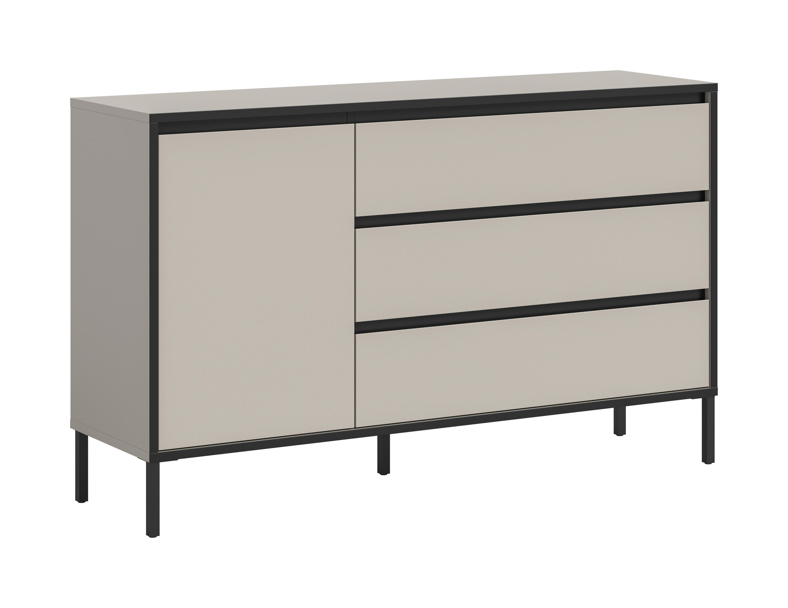 SIDEBOARD  in 136/83/38 cm  - Kaschmir/Schwarz, Design, Holzwerkstoff/Metall (136/83/38cm) - Livetastic