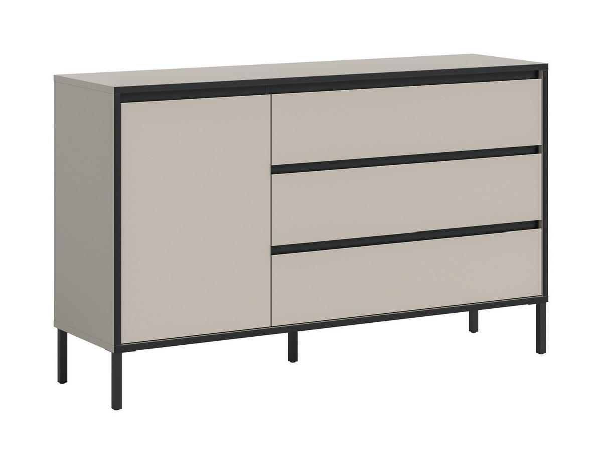 SIDEBOARD  in 136/83/38 cm  - Kaschmir/Schwarz, Design, Holzwerkstoff/Metall (136/83/38cm) - Livetastic