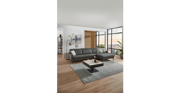 ECKSOFA Anthrazit Echtleder Kopfteilverstellung  - Anthrazit/Schwarz, Design, Leder/Metall (323/179cm) - Dieter Knoll