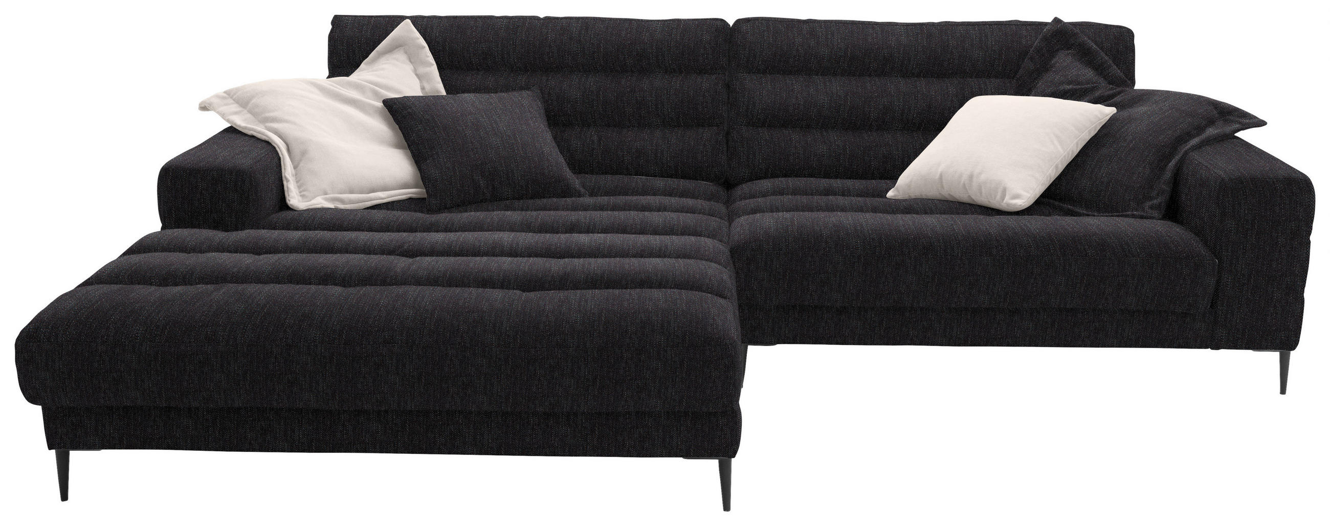 ECKSOFA in Flachgewebe Schwarz  207/296 cm  - Schwarz, Design, Textil/Metall (207/296cm) - Dieter Knoll