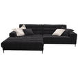 ECKSOFA  in Flachgewebe Schwarz  207/296 cm  - Schwarz, Design, Textil/Metall (207/296cm) - Dieter Knoll