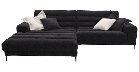 ECKSOFA  in Flachgewebe Schwarz  207/296 cm  - Schwarz, Design, Textil/Metall (207/296cm) - Dieter Knoll