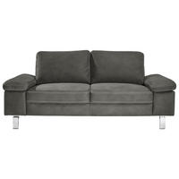 2-SITZER-SOFA Mikrofaser Braun  - Chromfarben/Beige, Design, Textil/Metall (194/86/97cm) - Hom`in