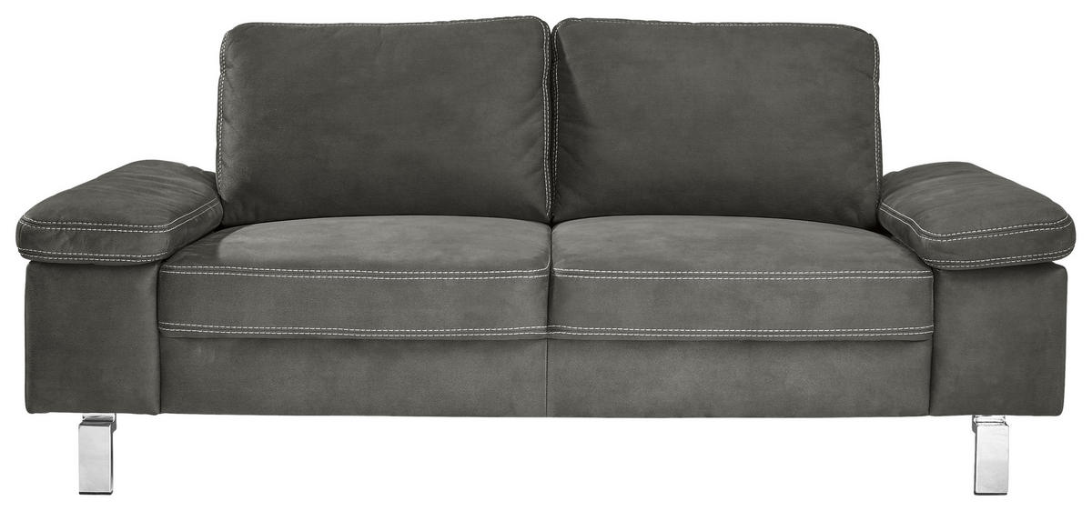 2-SITZER-SOFA Mikrofaser Braun  - Chromfarben/Beige, Design, Textil/Metall (194/86/97cm) - Hom`in