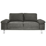 2-SITZER-SOFA  in Mikrofaser Braun  - Chromfarben/Beige, Design, Textil/Metall (194/86/97cm) - Hom`in