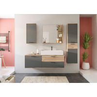 BADEZIMMER 4-teilig  in 177 cm  - Eichefarben/Weiß Hochglanz, MODERN, Glas/Keramik (177cm) - MID.YOU