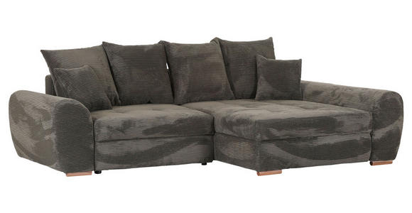 ECKSOFA in Cord Dunkelgrün  - Dunkelgrün/Eichefarben, KONVENTIONELL, Holz/Textil (276/177cm) - Carryhome